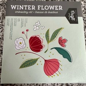 Winter flower craft embroidery kit Nw in package inc. hoop thread pattern.